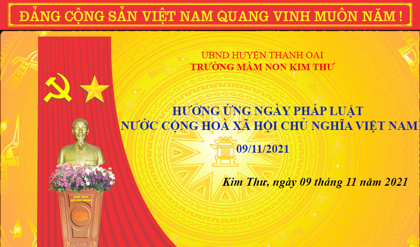 Cán bộ, giáo viên, nhân viên trường mầm non Kim Thư hưởng ứng ngày Pháp luật nước Cộng hòa XHCN Việt Nam (09/11/2021)
