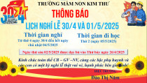Lịch nghỉ Lễ 30 - 4 và 01/5/2025 - Trường Mầm non Kim Thư